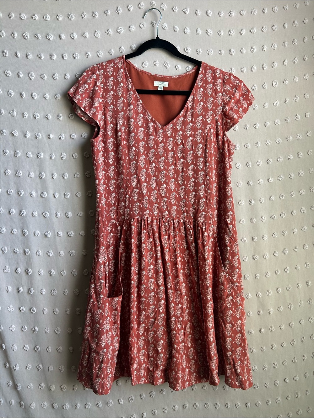 Garnet Hill Women’s Summer Day Dress Short Sleeve Drop Waist Paisley Sz 6